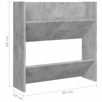 Wandschoenenkast 60x18x60 cm spaanplaat betongrijs 6