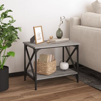Bijzettafel 55x38x45 cm bewerkt hout grijs sonoma eikenkleurig 1