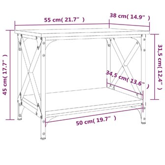 Bijzettafel 55x38x45 cm bewerkt hout grijs sonoma eikenkleurig 8