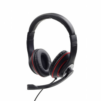 Hoofdtelefoon met microfoon GEMBIRD MHS-03-BKRD Zwart Rood 1