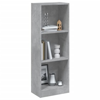 Boekenkast met 3 schappen 40x24x109 cm bewerkt hout betongrijs 1