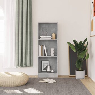 Boekenkast met 3 schappen 40x24x109 cm bewerkt hout betongrijs 3