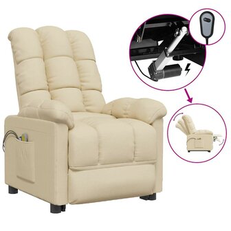 Massagestoel elektrisch stof cr&egrave;mekleurig 2
