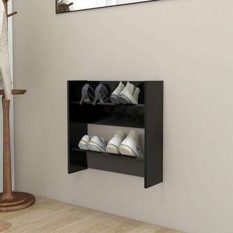 Wandschoenenkast 60x18x60 cm bewerkt hout zwart 1