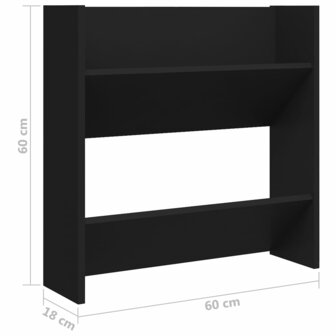 Wandschoenenkast 60x18x60 cm bewerkt hout zwart 6