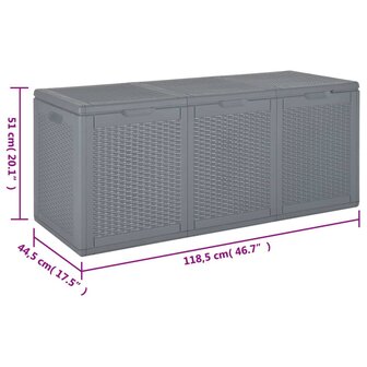 Tuinbox 270 L PP rattan grijs 8