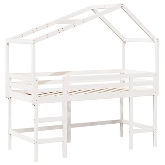 Halfhoogslaper met ladder en bedhuis grenenhout wit 80x200 cm 3