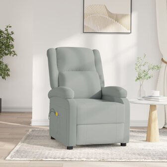 Massagestoel elektrisch fluweel lichtgrijs 1