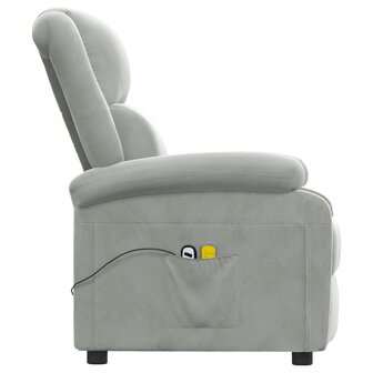 Massagestoel elektrisch fluweel lichtgrijs 5