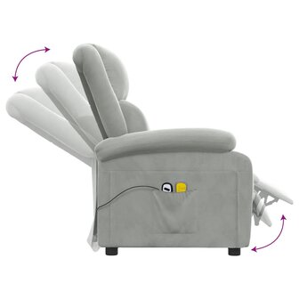 Massagestoel elektrisch fluweel lichtgrijs 7
