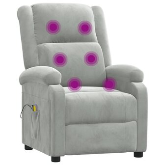 Massagestoel elektrisch fluweel lichtgrijs 8
