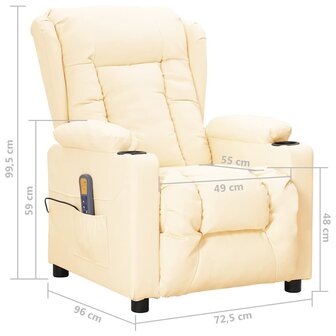 Massagestoel kunstleer cr&egrave;mekleurig 9