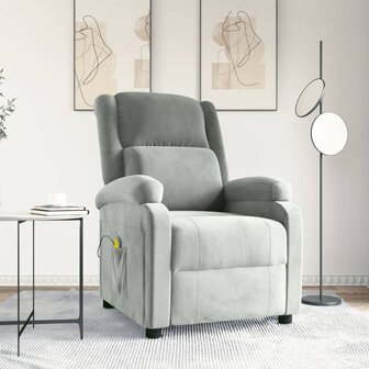 Massagestoel fluweel lichtgrijs 1