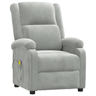 Massagestoel fluweel lichtgrijs 2