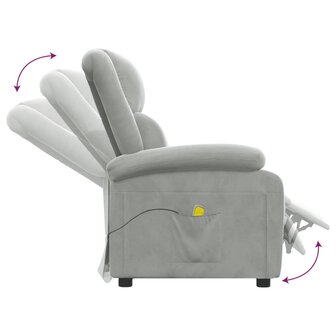 Massagestoel fluweel lichtgrijs 6