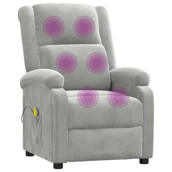 Massagestoel fluweel lichtgrijs 7