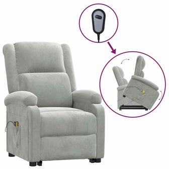 Sta-op-massagestoel fluweel lichtgrijs 2