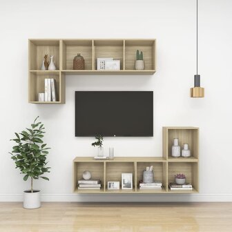 Tv-wandmeubel 37x37x72 cm bewerkt hout sonoma eikenkleurig 8