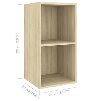 Tv-wandmeubel 37x37x72 cm bewerkt hout sonoma eikenkleurig 9