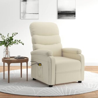Massagestoel elektrisch kunstleer cr&egrave;mekleurig 1