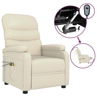 Massagestoel elektrisch kunstleer cr&egrave;mekleurig 2