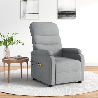 Massagestoel elektrisch stof lichtgrijs 1