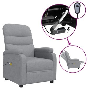 Massagestoel elektrisch stof lichtgrijs 2