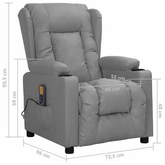 Massagestoel kunstleer grijs 9