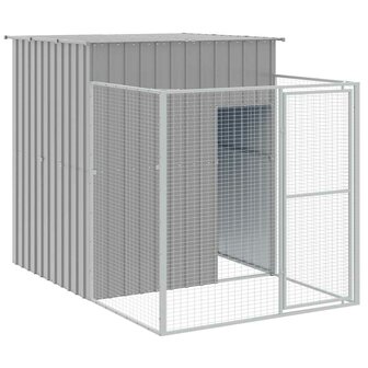 Hondenhok met ren 165x251x181 cm gegalvaniseerd staal grijs 2