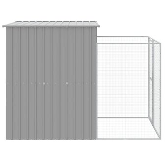 Hondenhok met ren 165x251x181 cm gegalvaniseerd staal grijs 4