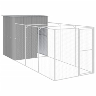 Hondenhok met ren 165x455x181 cm staal lichtgrijs 2