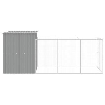 Hondenhok met ren 165x455x181 cm staal lichtgrijs 4