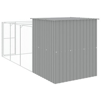 Hondenhok met ren 165x455x181 cm staal lichtgrijs 5
