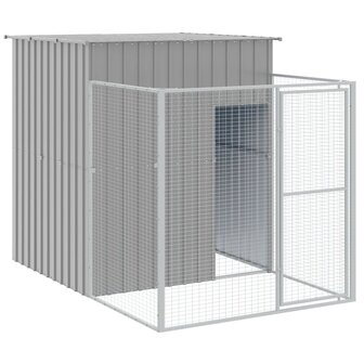 Hondenhok met ren 165x455x181 cm staal lichtgrijs 6