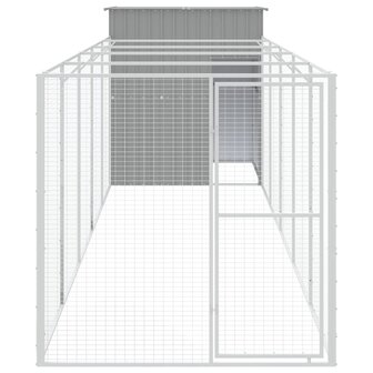 Hondenhok met ren 165x659x181 cm gegalvaniseerd staal grijs 3