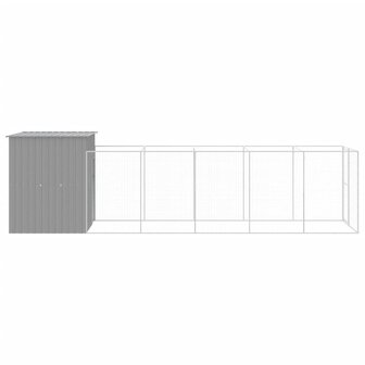 Hondenhok met ren 165x659x181 cm gegalvaniseerd staal grijs 4