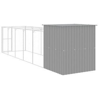 Hondenhok met ren 165x659x181 cm gegalvaniseerd staal grijs 5