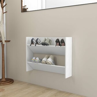 Wandschoenenkast 80x18x60 cm bewerkt hout wit 1