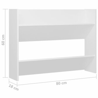 Wandschoenenkast 80x18x60 cm bewerkt hout wit 6