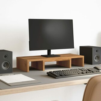 Monitorstandaard verstelbaar 60x24x10,5cm hout artisanaal eiken 1