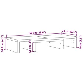 Monitorstandaard verstelbaar 60x24x10,5cm hout artisanaal eiken 9