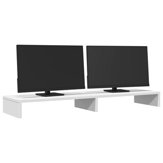 Monitorstandaard 100x27x10 cm bewerkt hout wit 3