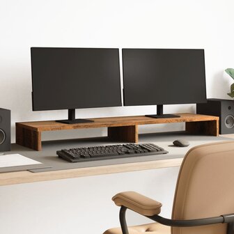 Monitorstandaard 100x27x10 cm bewerkt hout oud houtkleurig 1
