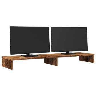 Monitorstandaard 100x27x10 cm bewerkt hout oud houtkleurig 3