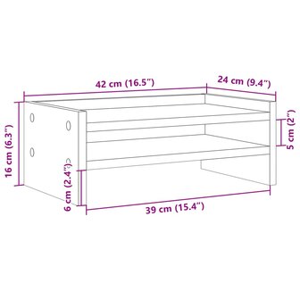 Monitorstandaard 42x24x16 cm bewerkt hout gerookt eikenkleurig 9