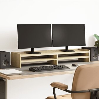 Monitorstandaard 100x24x16 cm bewerkt hout sonoma eikenkleurig 1