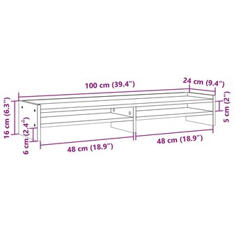 Monitorstandaard 100x24x16 cm bewerkt hout sonoma eikenkleurig 9