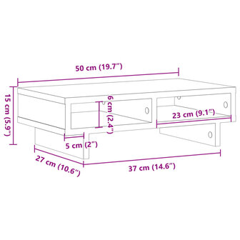Monitorstandaard 50x27x15 cm bewerkt hout zwart 9