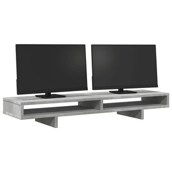 Monitorstandaard 100x27x15 cm bewerkt hout betongrijs 3