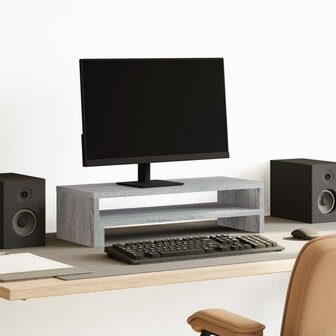 Monitorstandaard 54x22x15 cm bewerkt hout grijs sonoma eiken 1